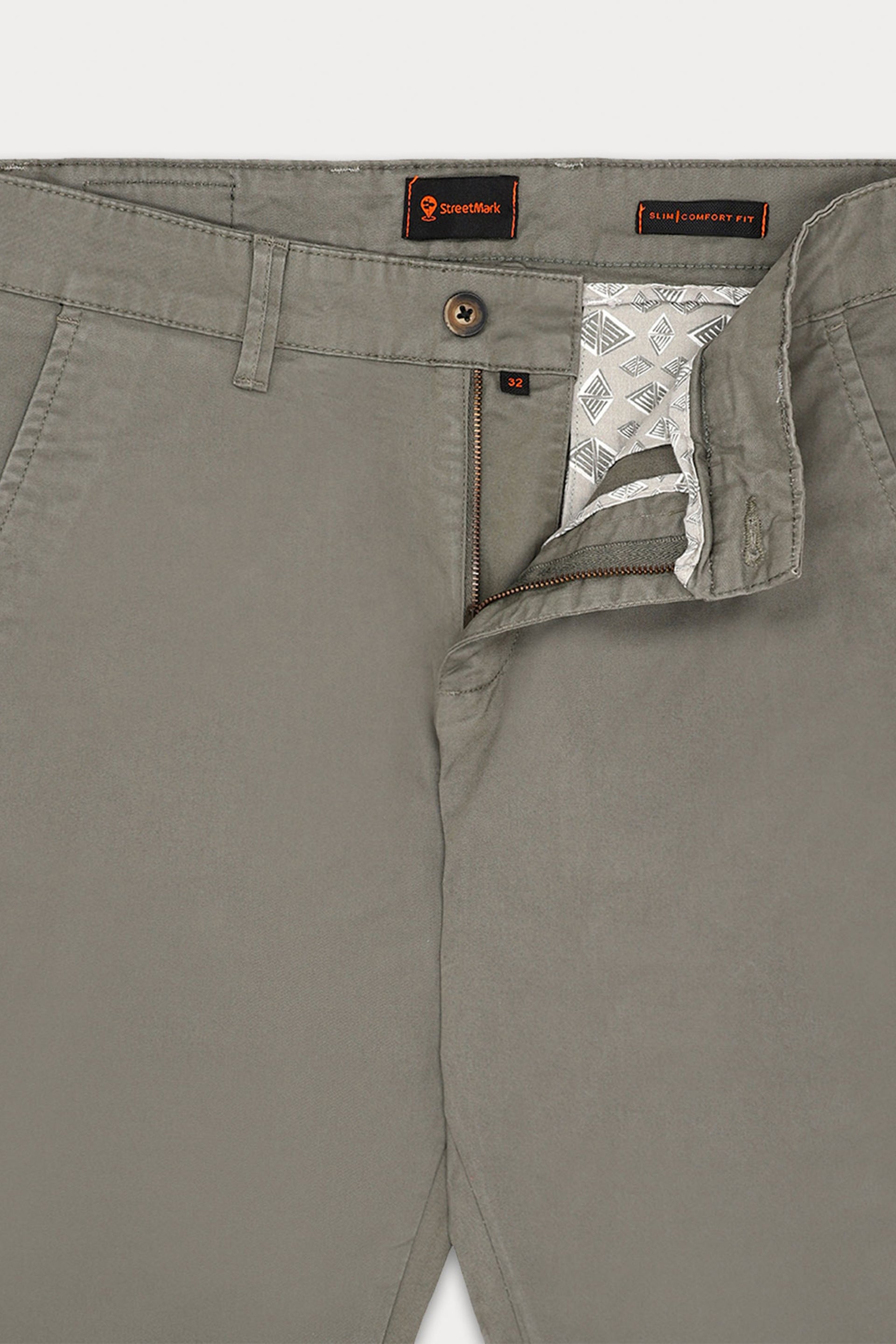 Olive Green Basic Cotton Trouser