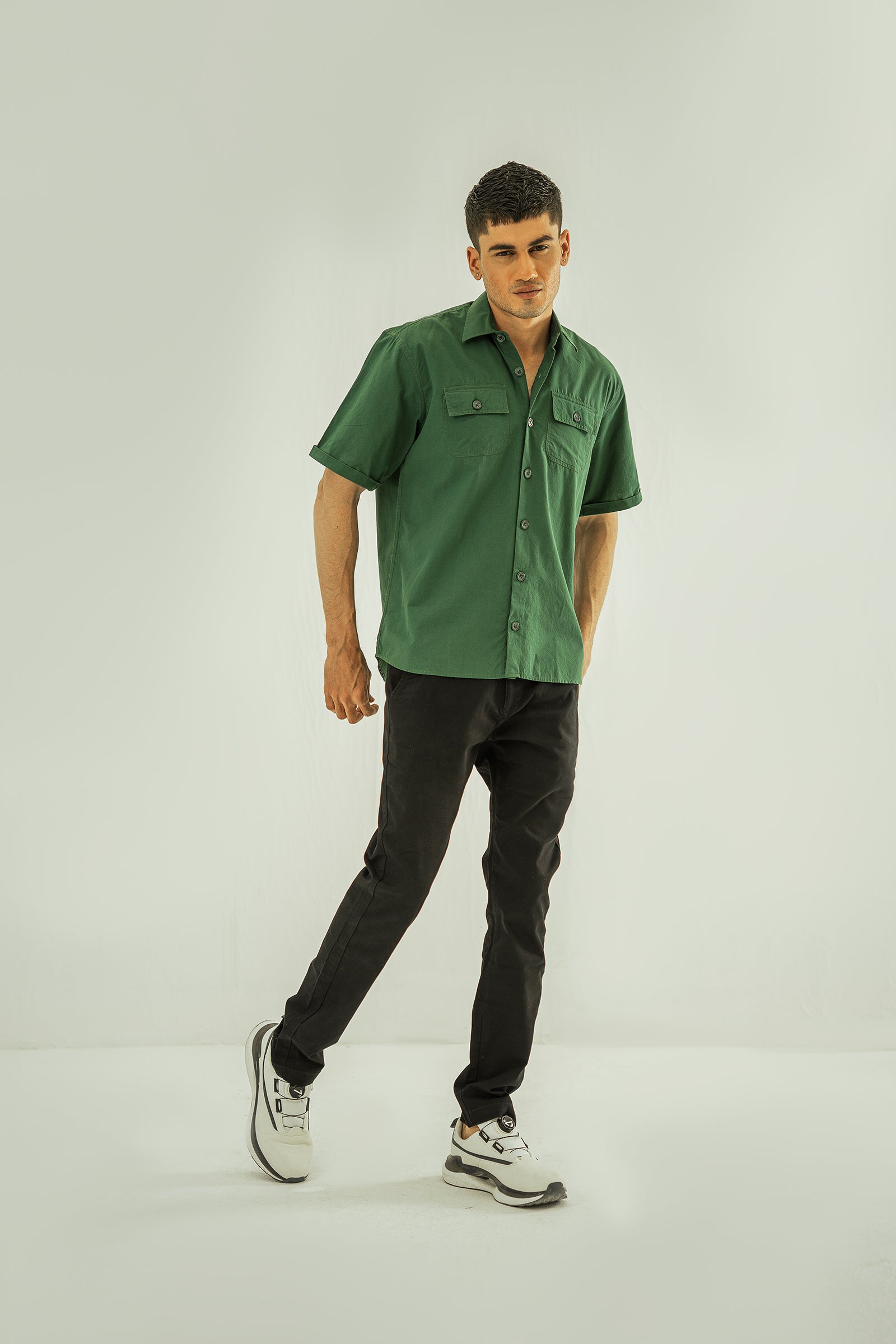 Emerald Short Sleeve Over Sized Shirt