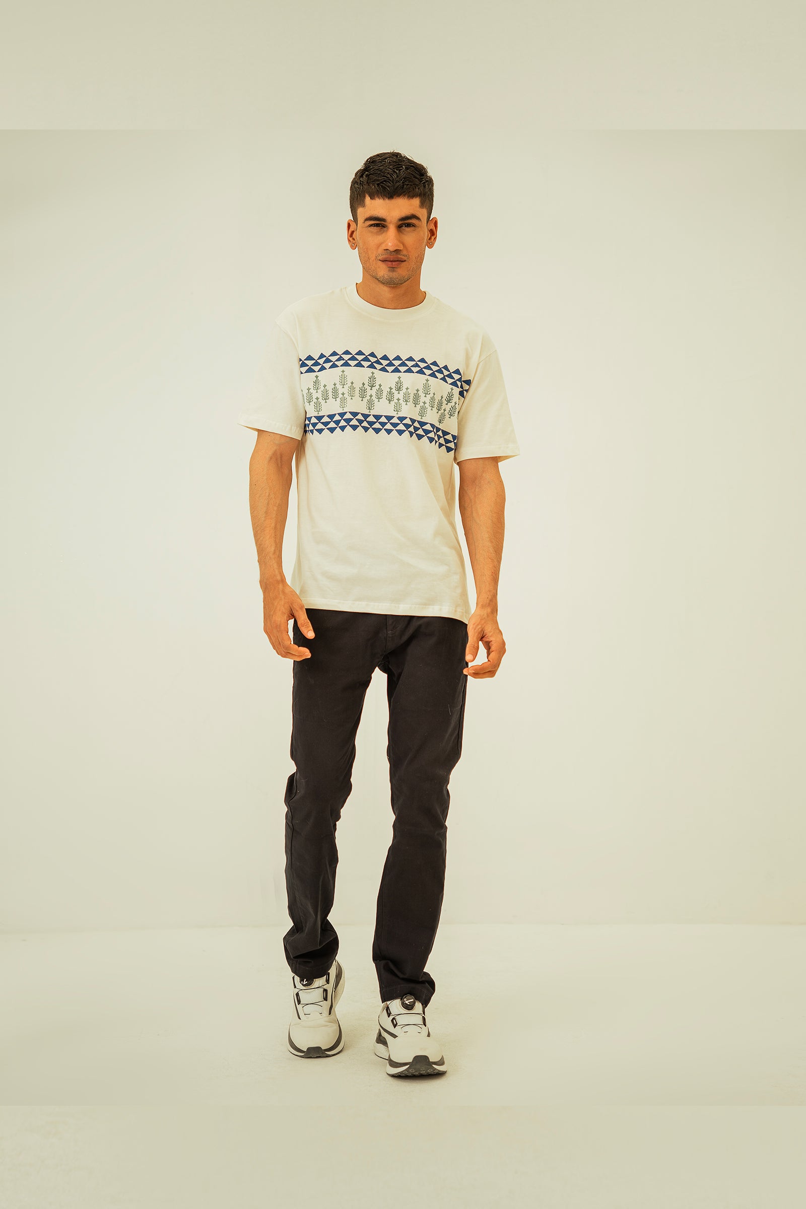 Blue Grass Block Printed T Shirt