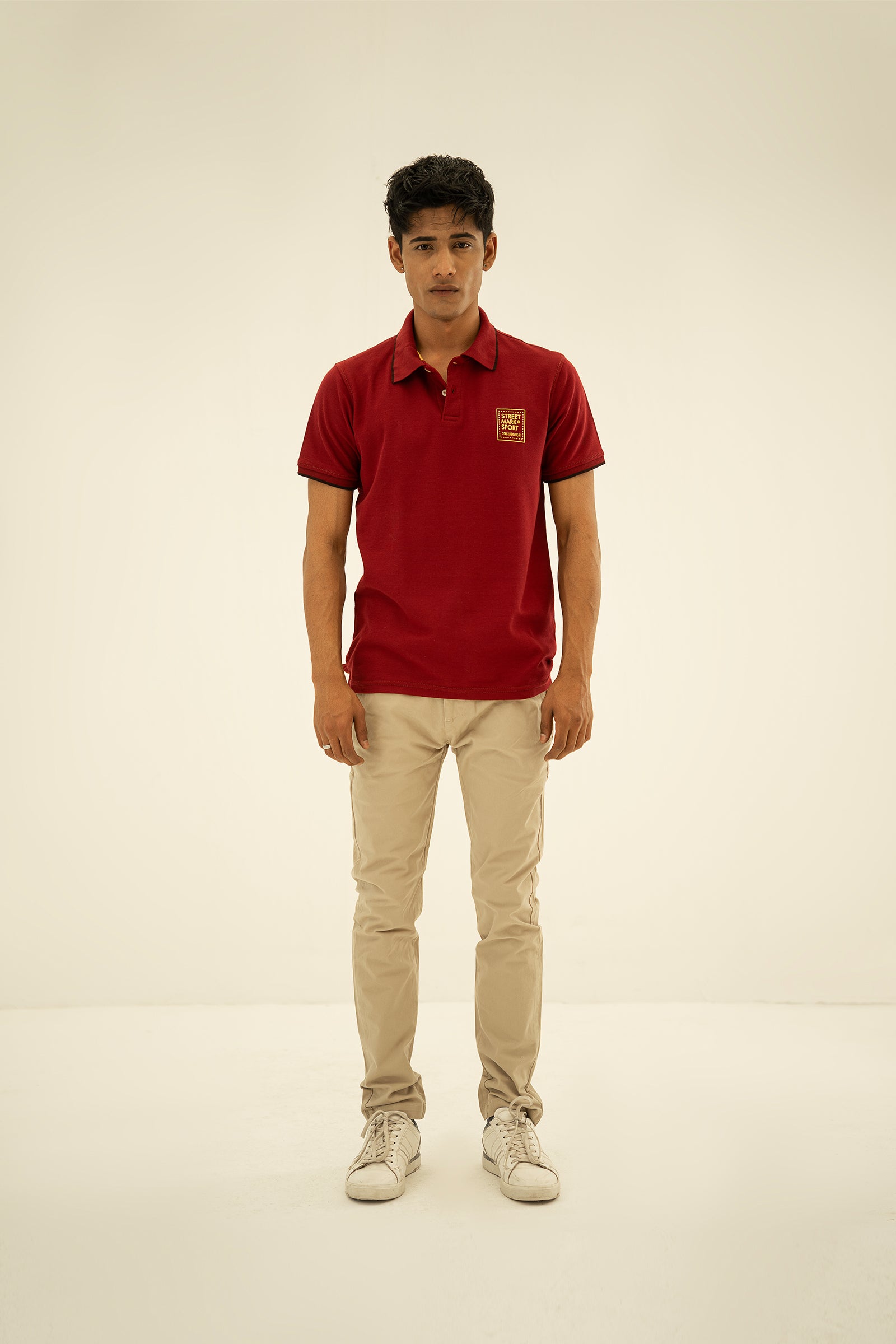 Maroon Embellished Polo T Shirt