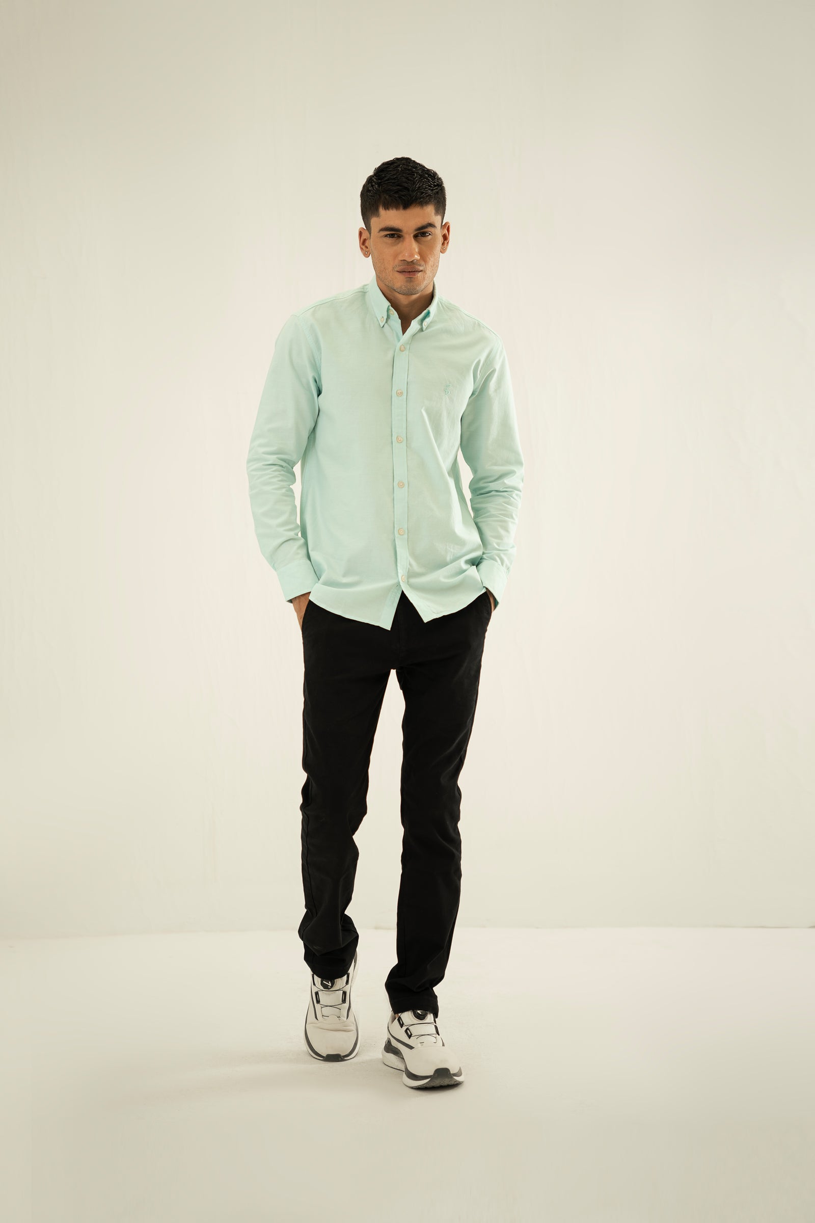 Cyan Blue Oxford Button Down Shirt