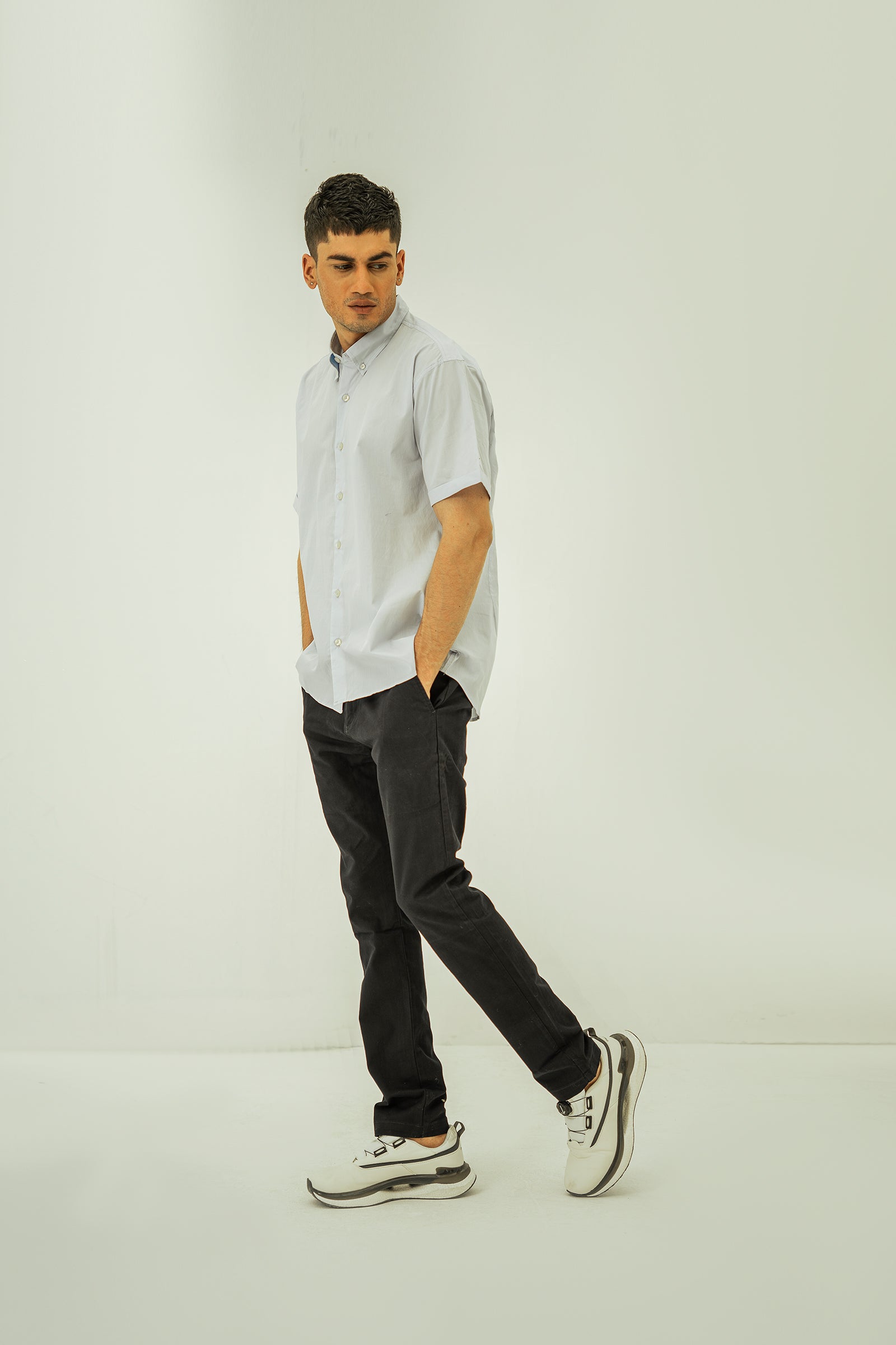 Sky Blue Basic Button-Down Shirt