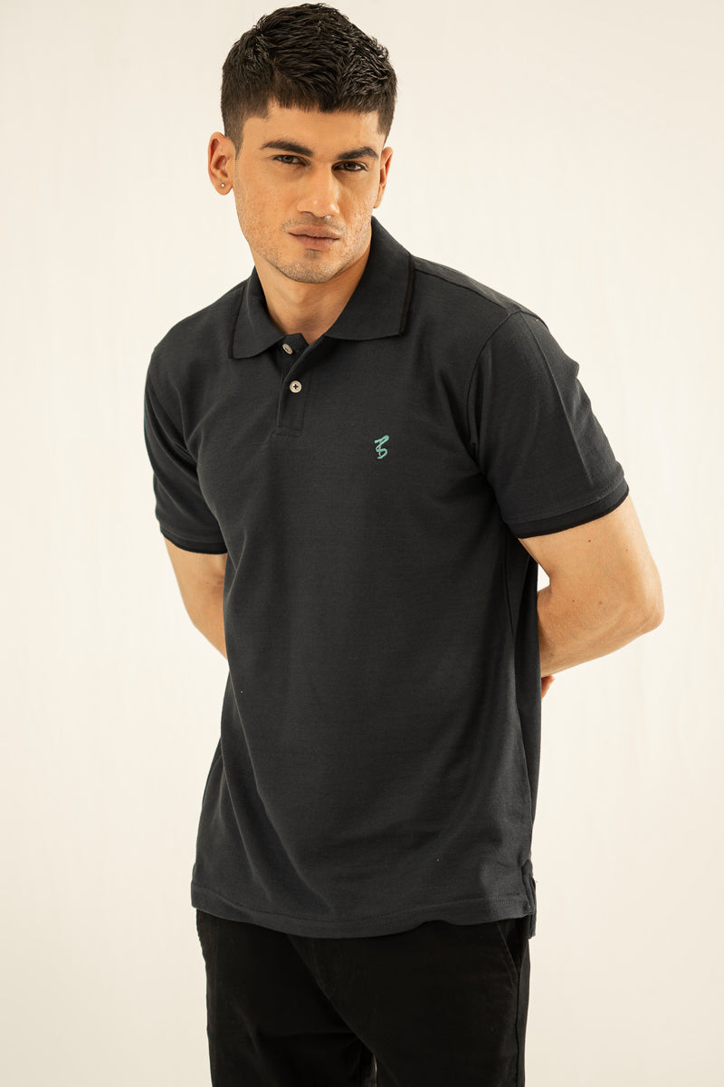 Dark Green Embroidered Polo T Shirt