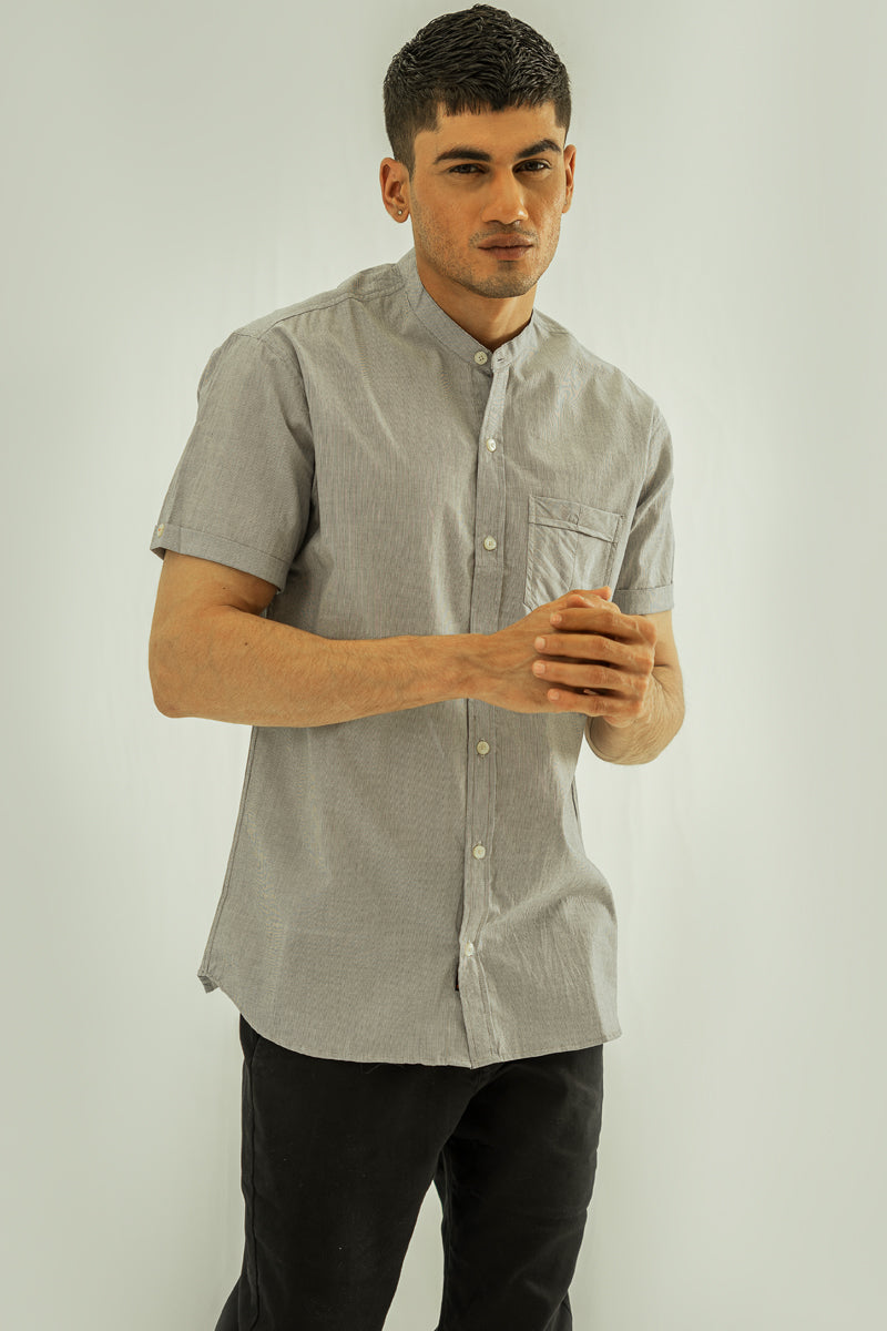 Grey Stripe Short Sleeve Shirt