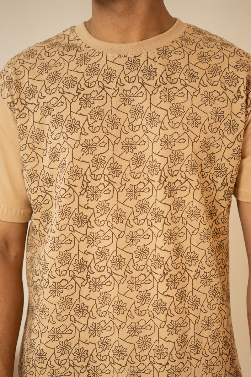 Floral Web Block Printed T Shirt