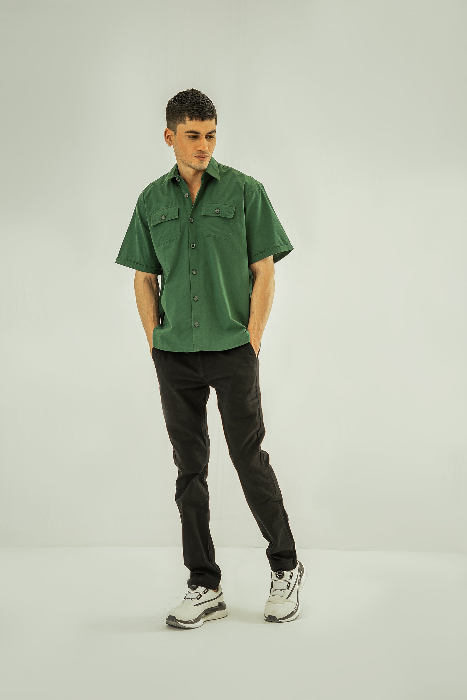 Emerald Short Sleeve Over Sized Shirt