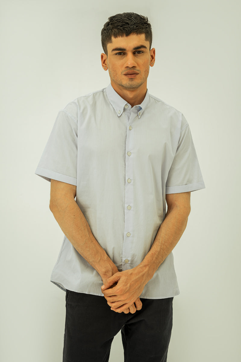 Sky Blue Basic Button-Down Shirt