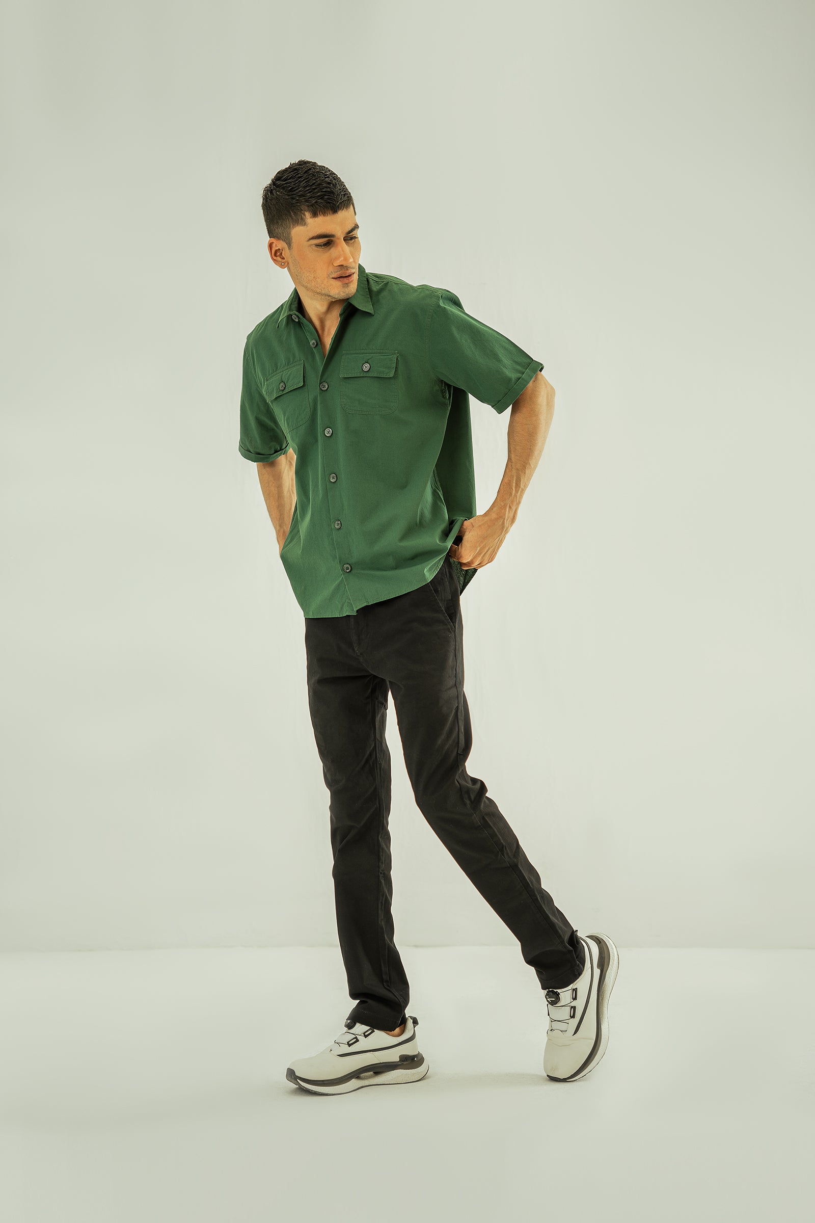 Emerald Short Sleeve Over Sized Shirt