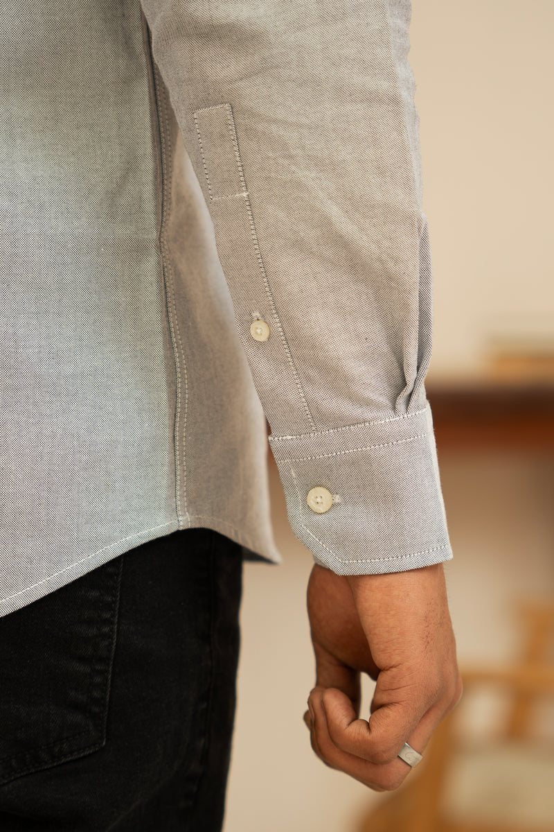 Heather Grey Oxford Button Down Shirt