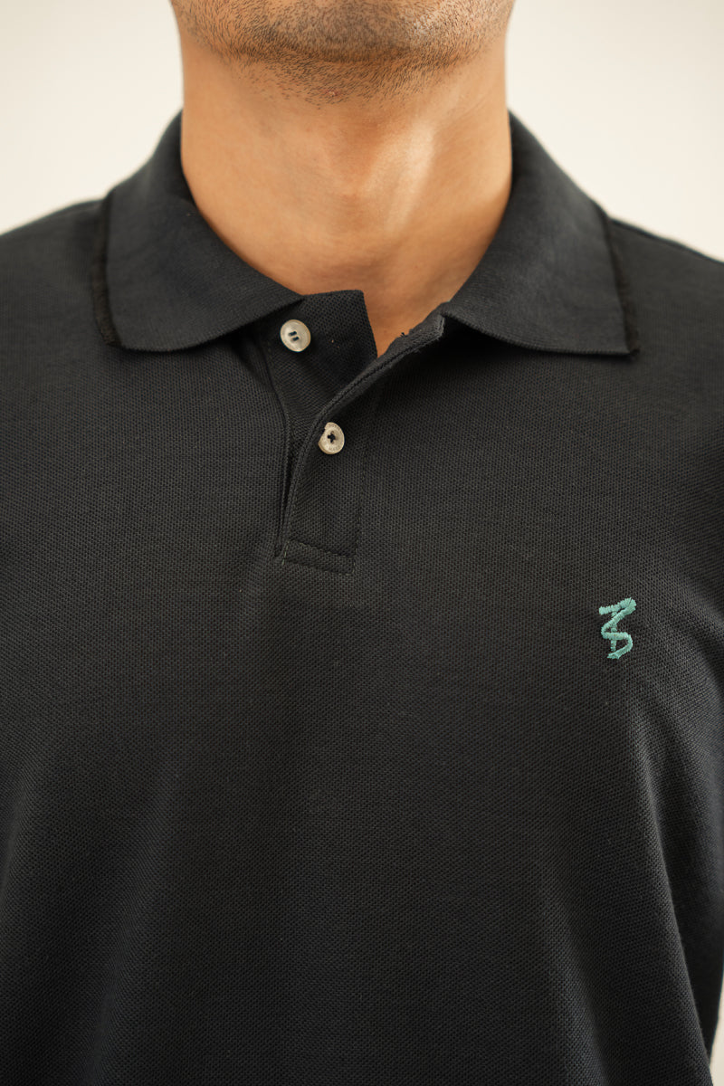 Dark Green Embroidered Polo T Shirt