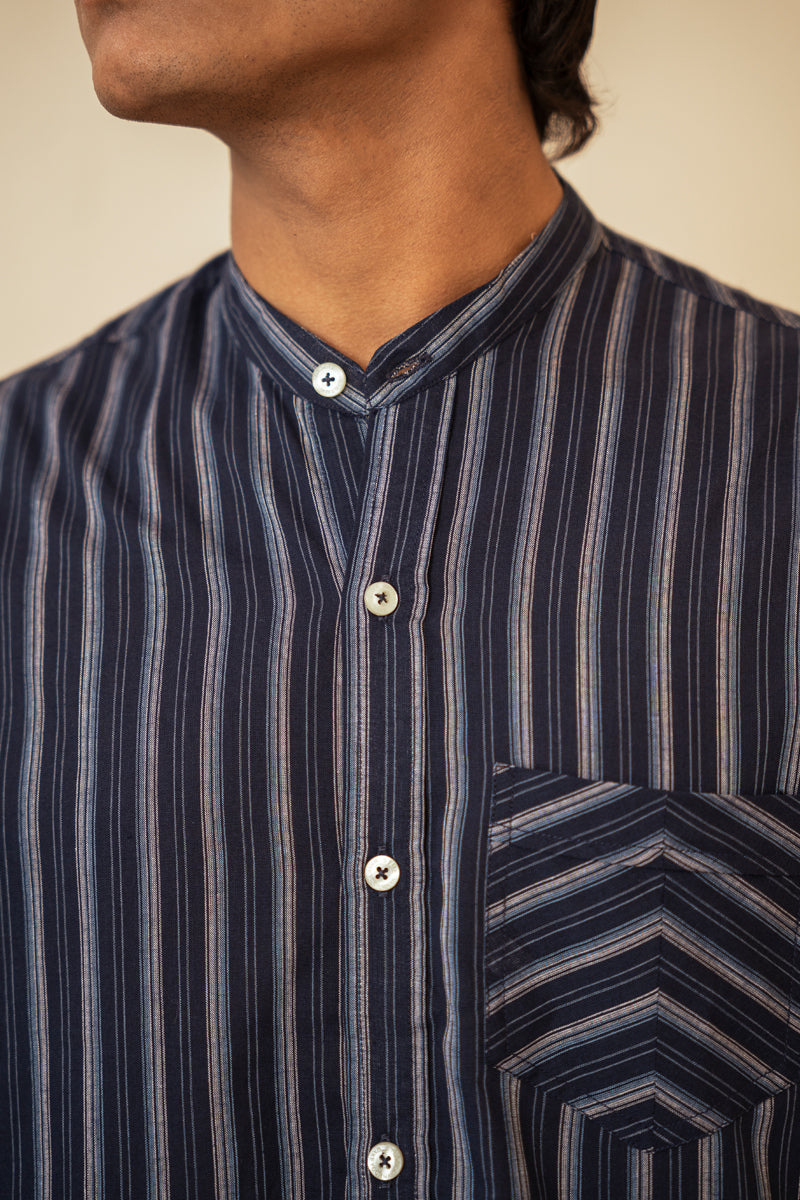 Navy Stripe Short Sleeve Shirt