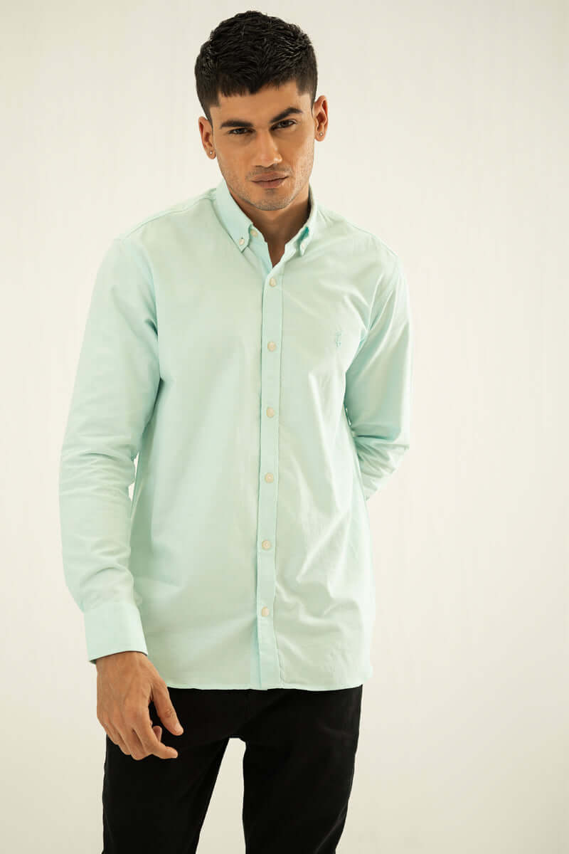 Cyan Blue Oxford Button Down Shirt