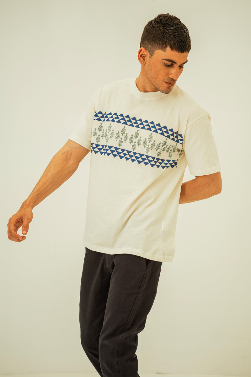 Blue Grass Block Printed T Shirt