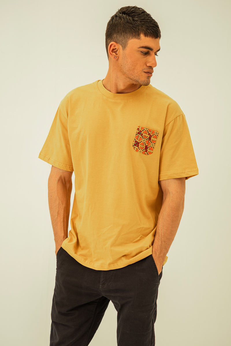 Reborn Leaf Block Printed T Shirt