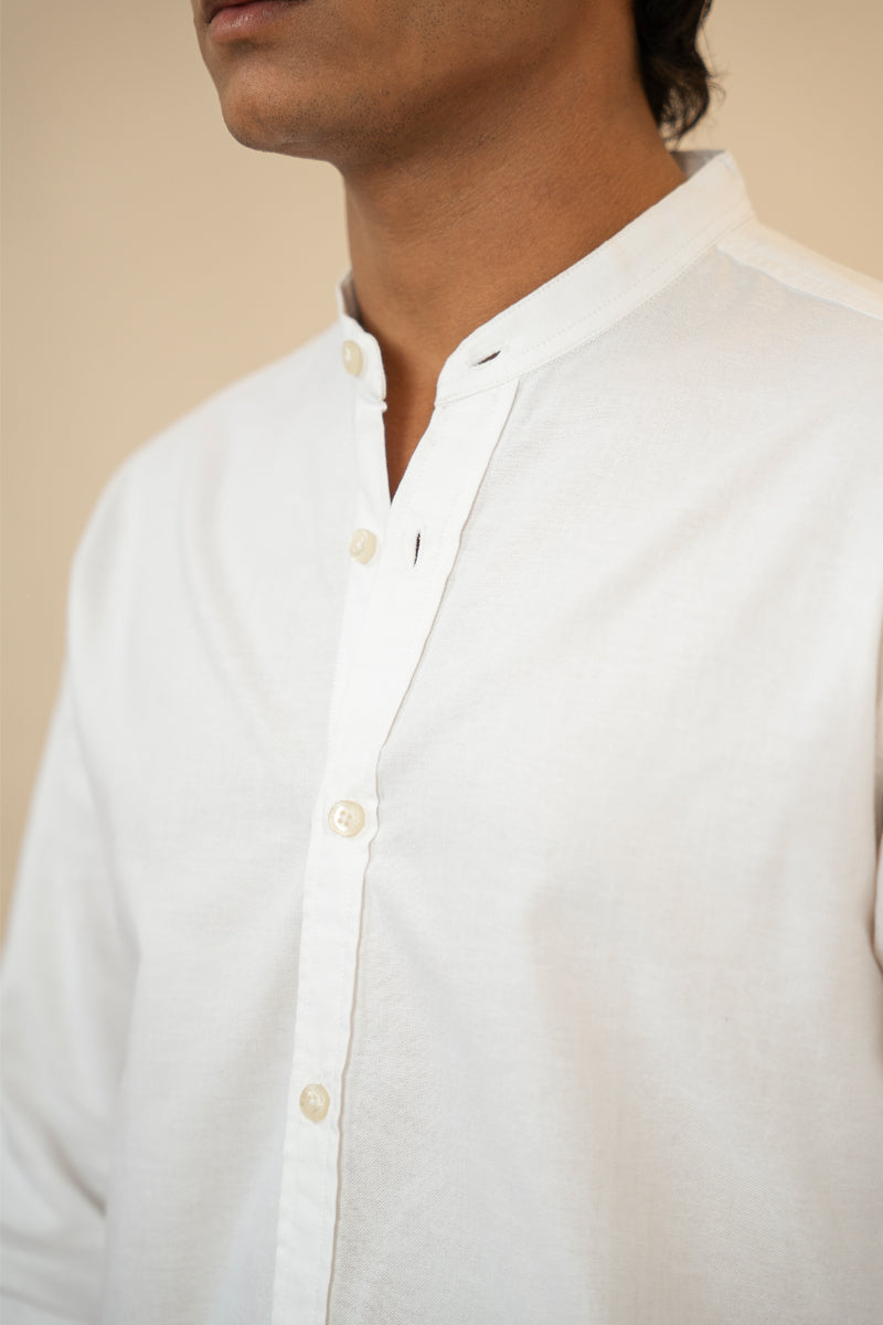 White Oxford Mandarin Shirt