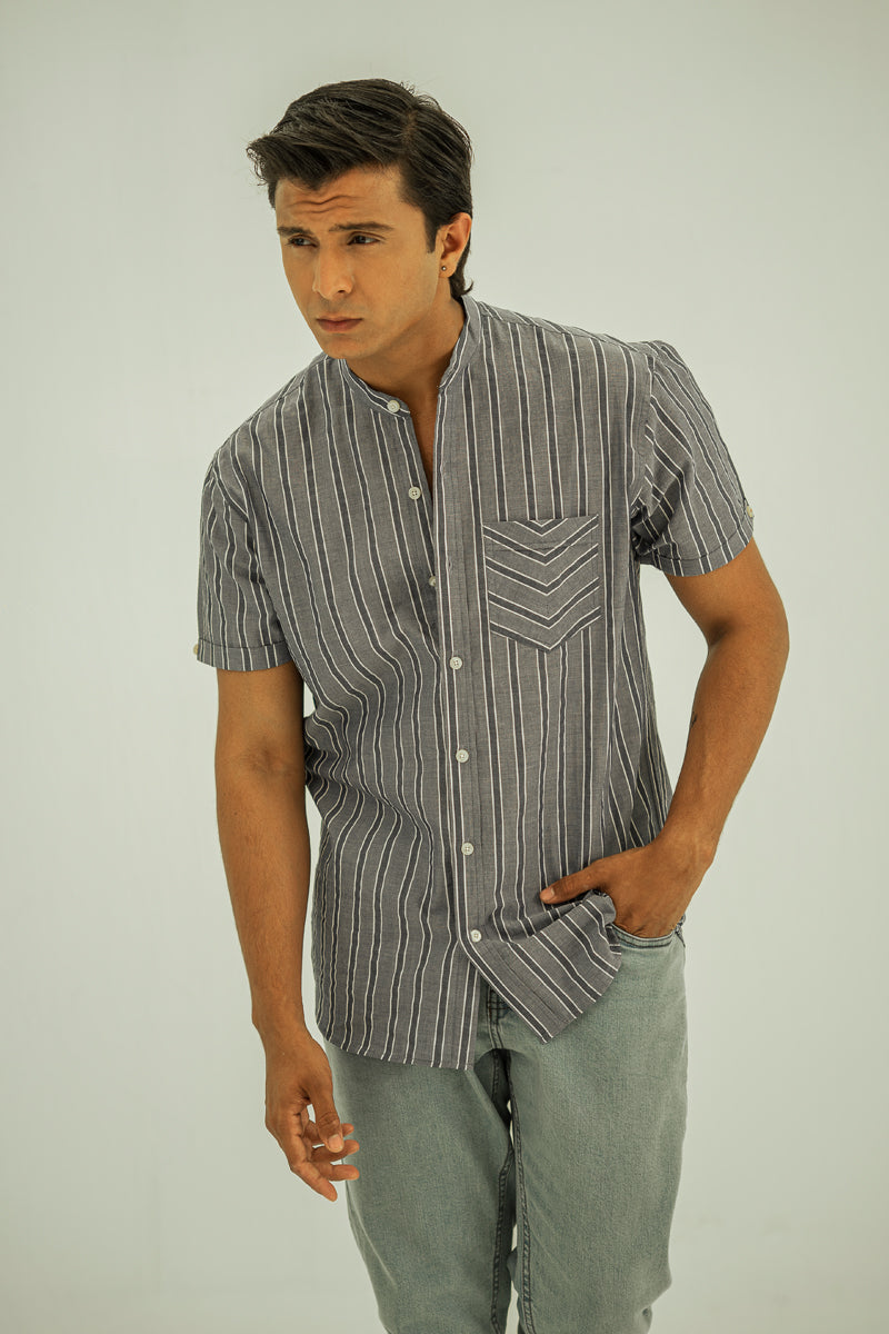 Blue Stripe Short Sleeve  Shirt