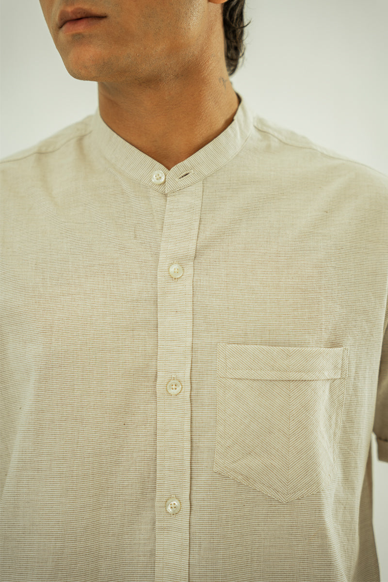 Oatmeal Stripe Short Sleeve Shirt