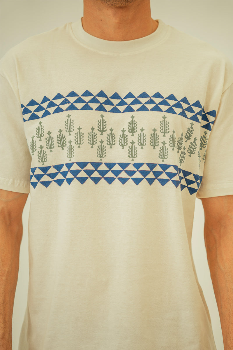 Blue Grass Block Printed T Shirt