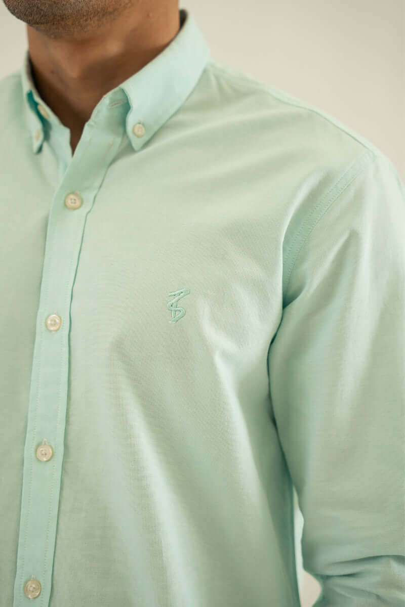 Cyan Blue Oxford Button Down Shirt