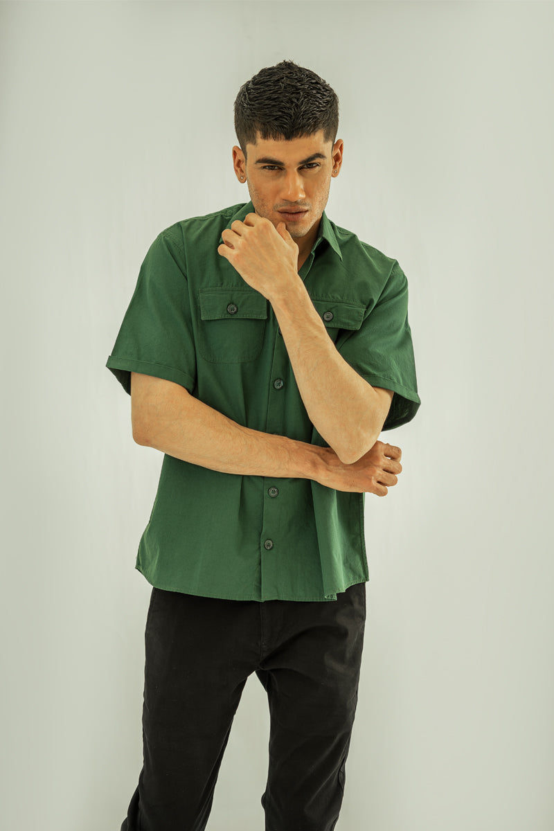 Emerald Short Sleeve Over Sized Shirt