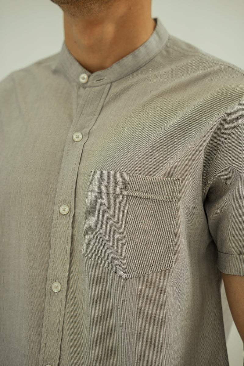 Grey Stripe Short Sleeve Shirt