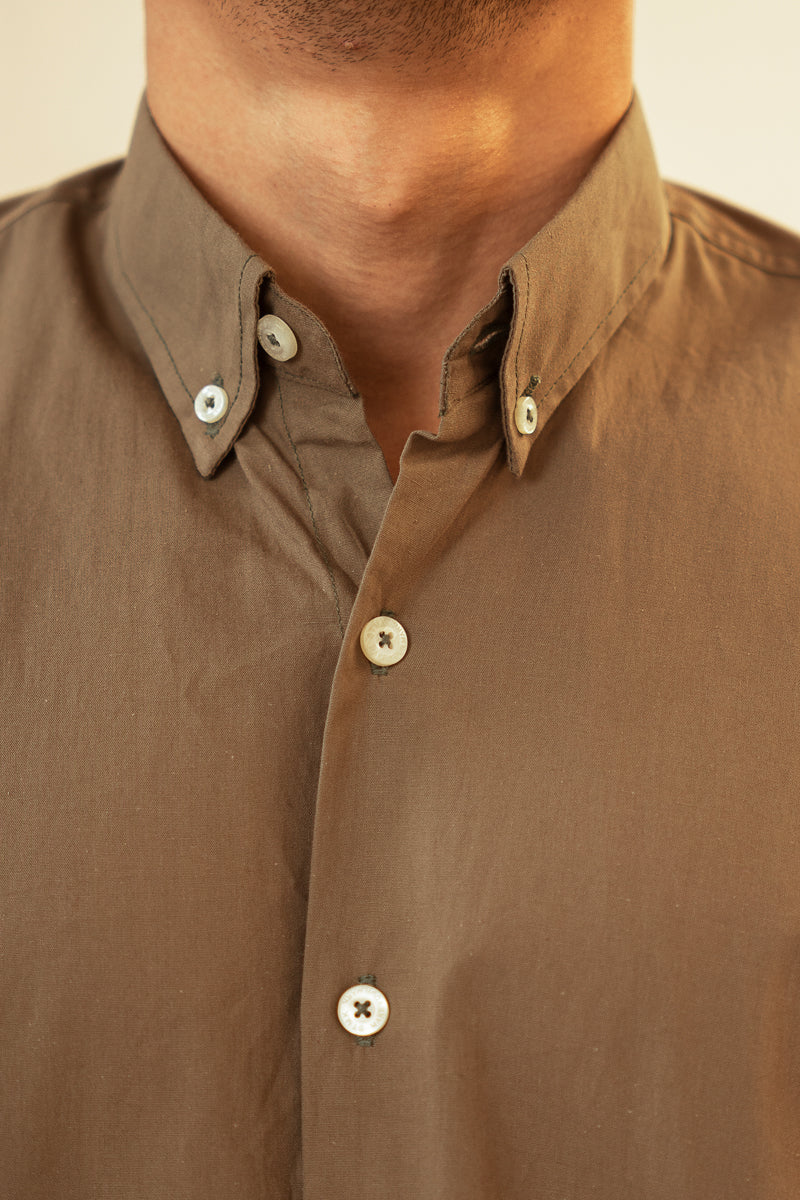 Olive Green Button-Down Shirt