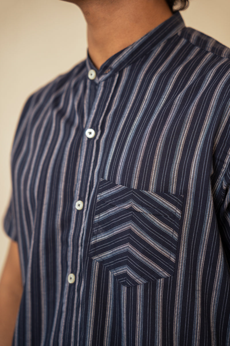 Navy Stripe Short Sleeve Shirt