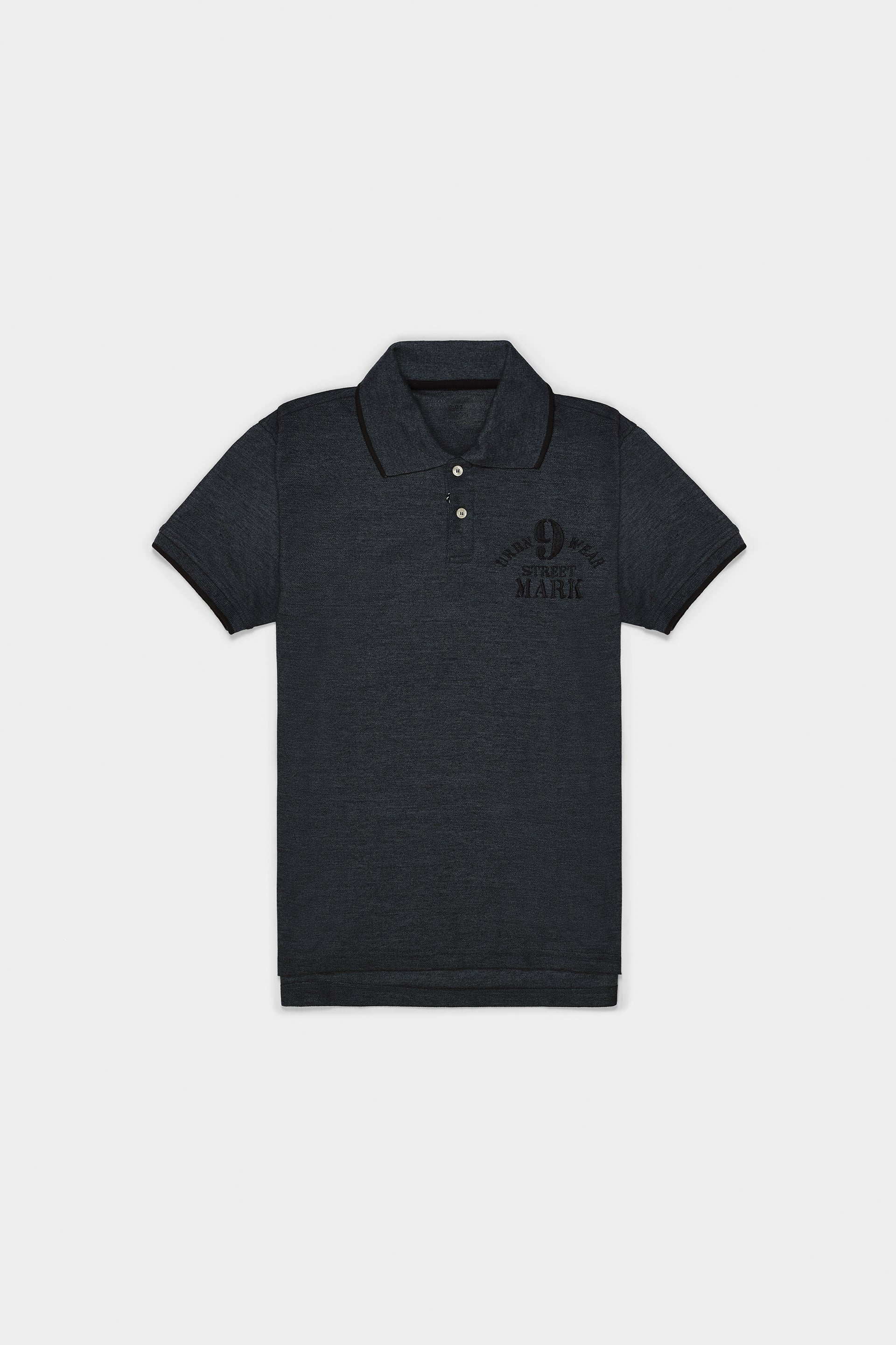 Charcoal Grey Embroidered Polo T Shirt