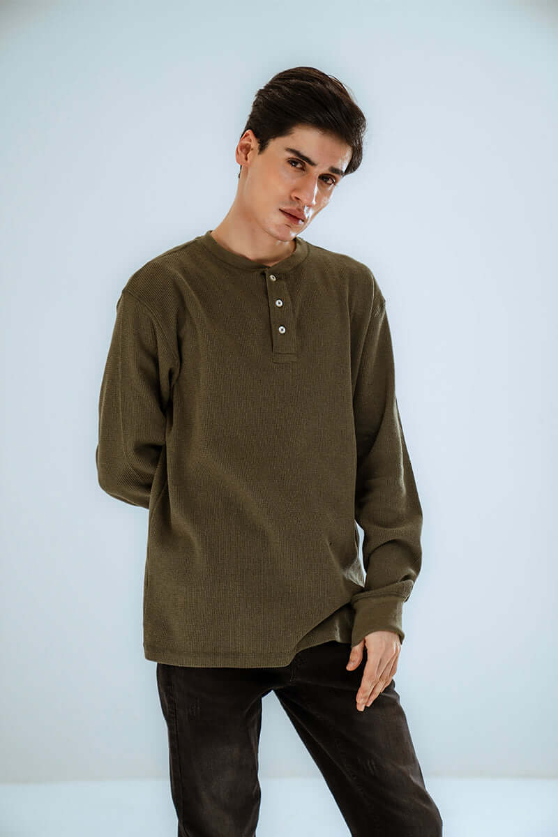 Olive Green Knitted SweatShirt