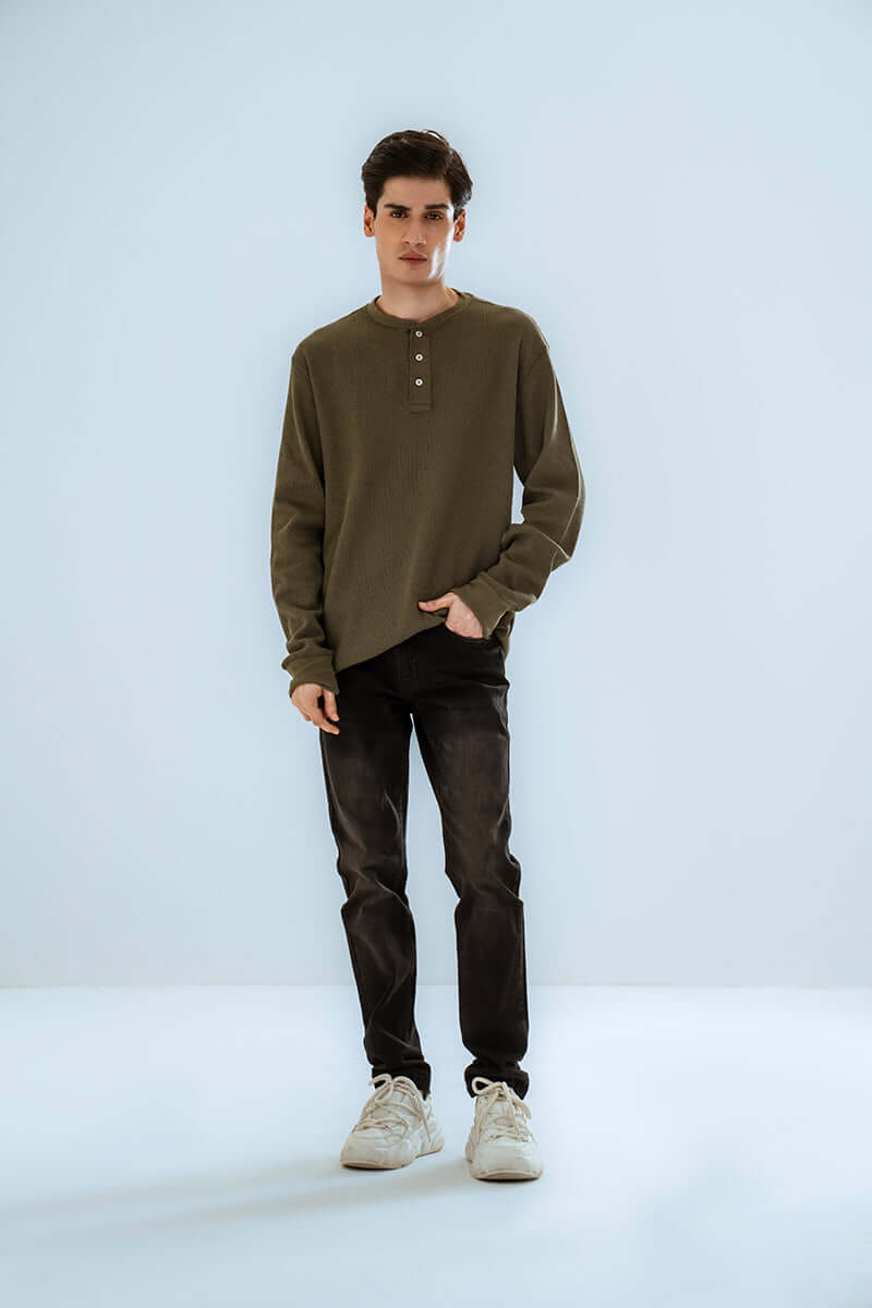 Olive Green Knitted SweatShirt