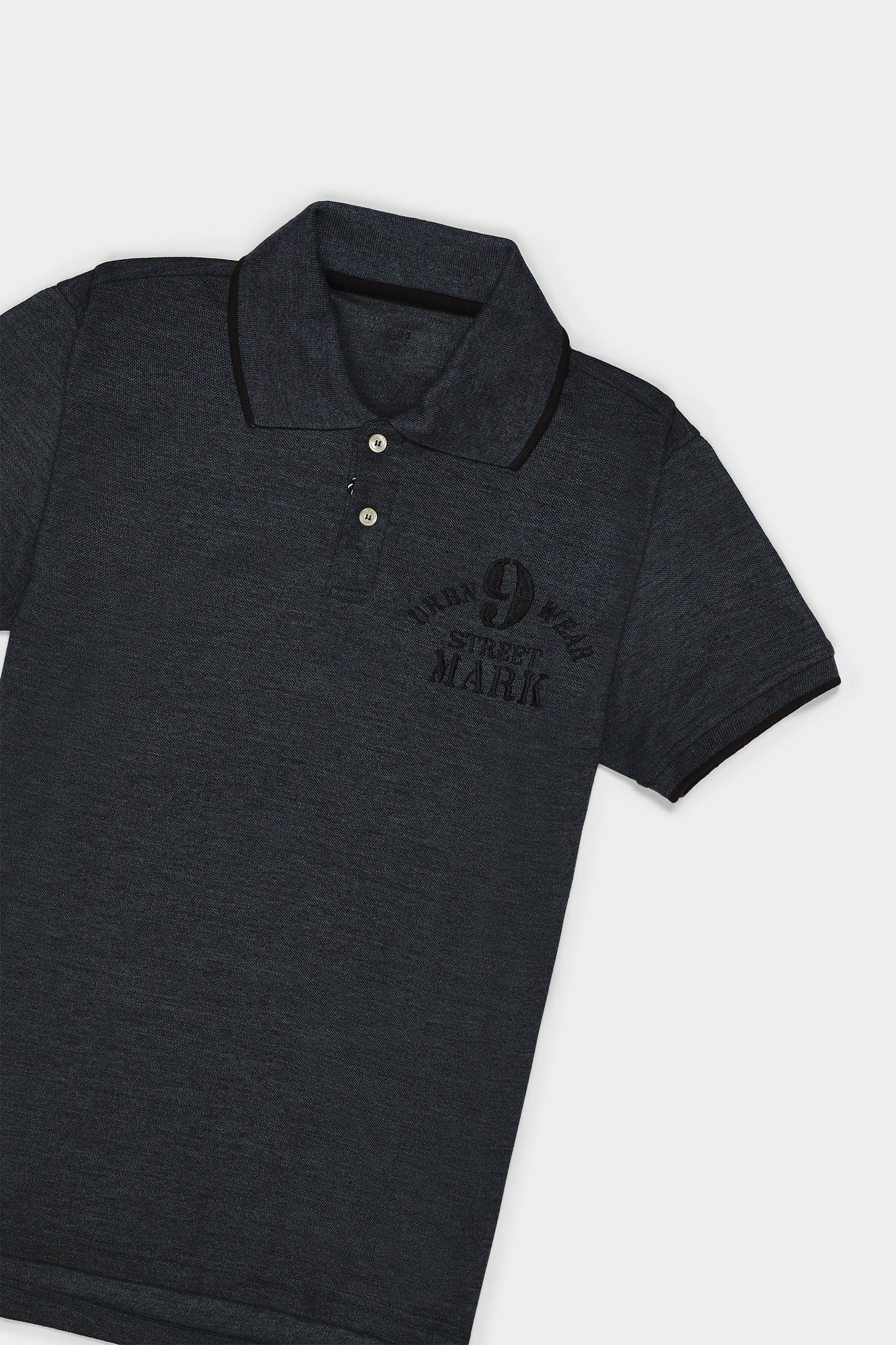 Charcoal Grey Embroidered Polo T Shirt