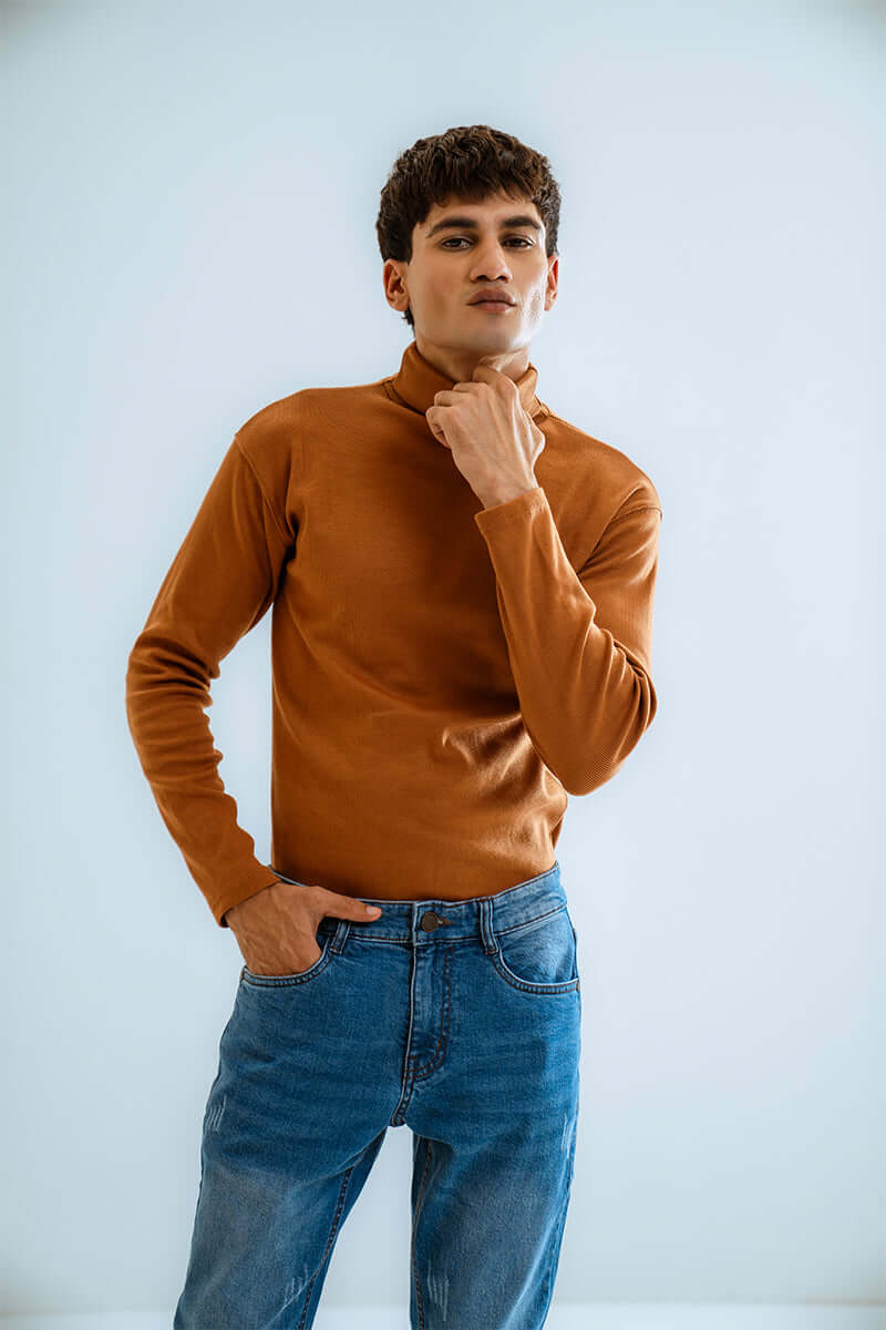 Rust Basic Knitted TurtleNeck