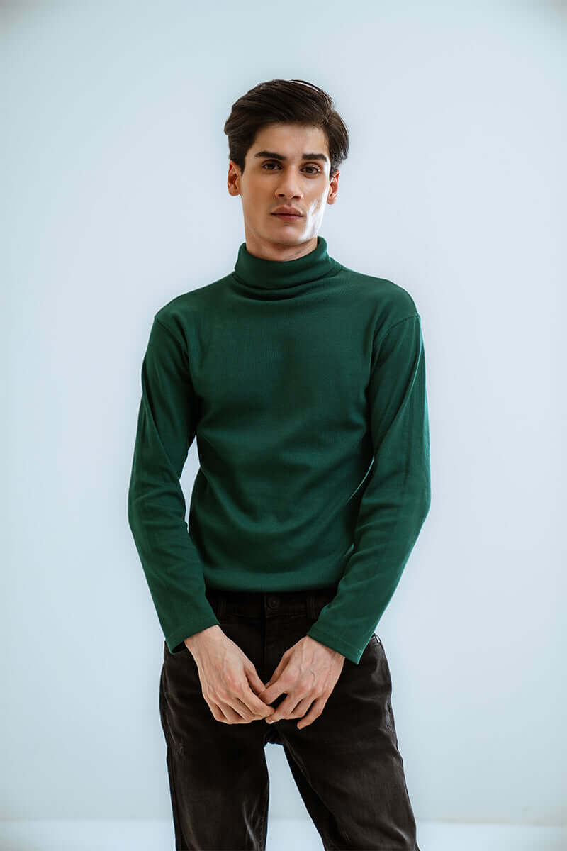 Emerald Green Basic Knitted TurtleNeck