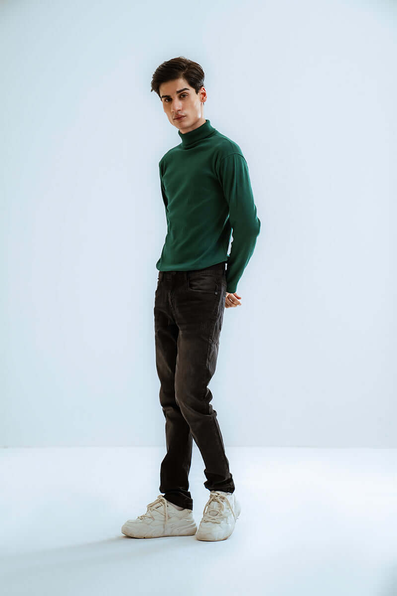 Emerald Green Basic Knitted TurtleNeck