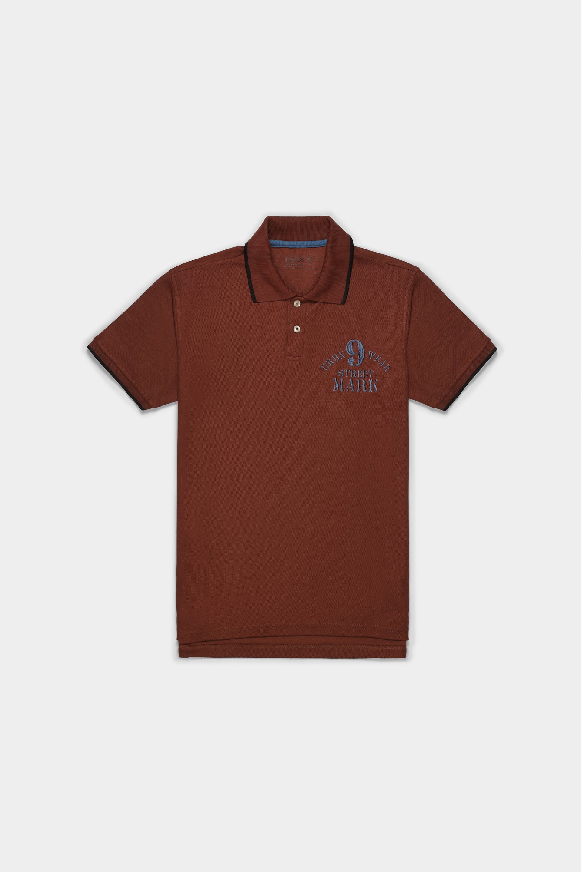 Rust Embroidered Polo T Shirt