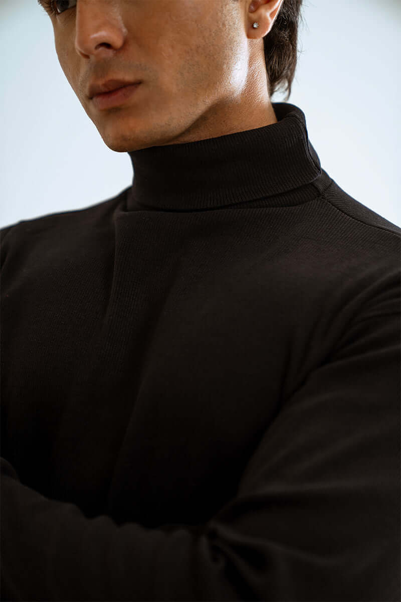 Black Basic Knitted TurtleNeck