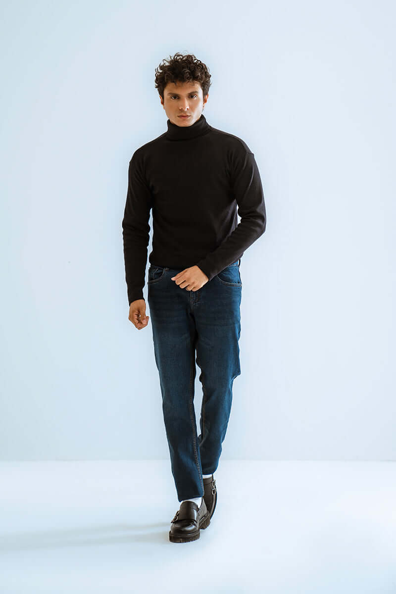 Black Basic Knitted TurtleNeck