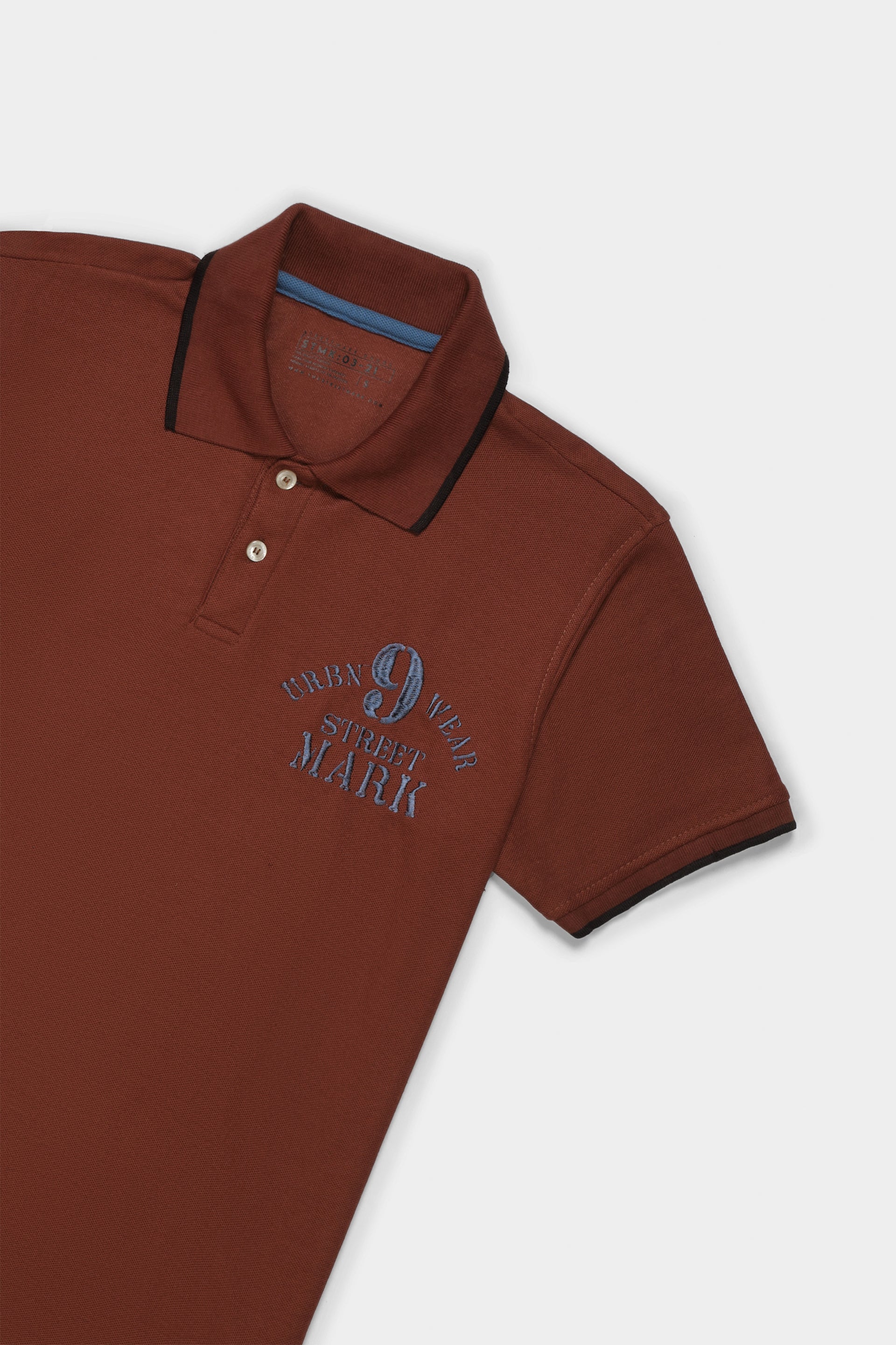 Rust Embroidered Polo T Shirt