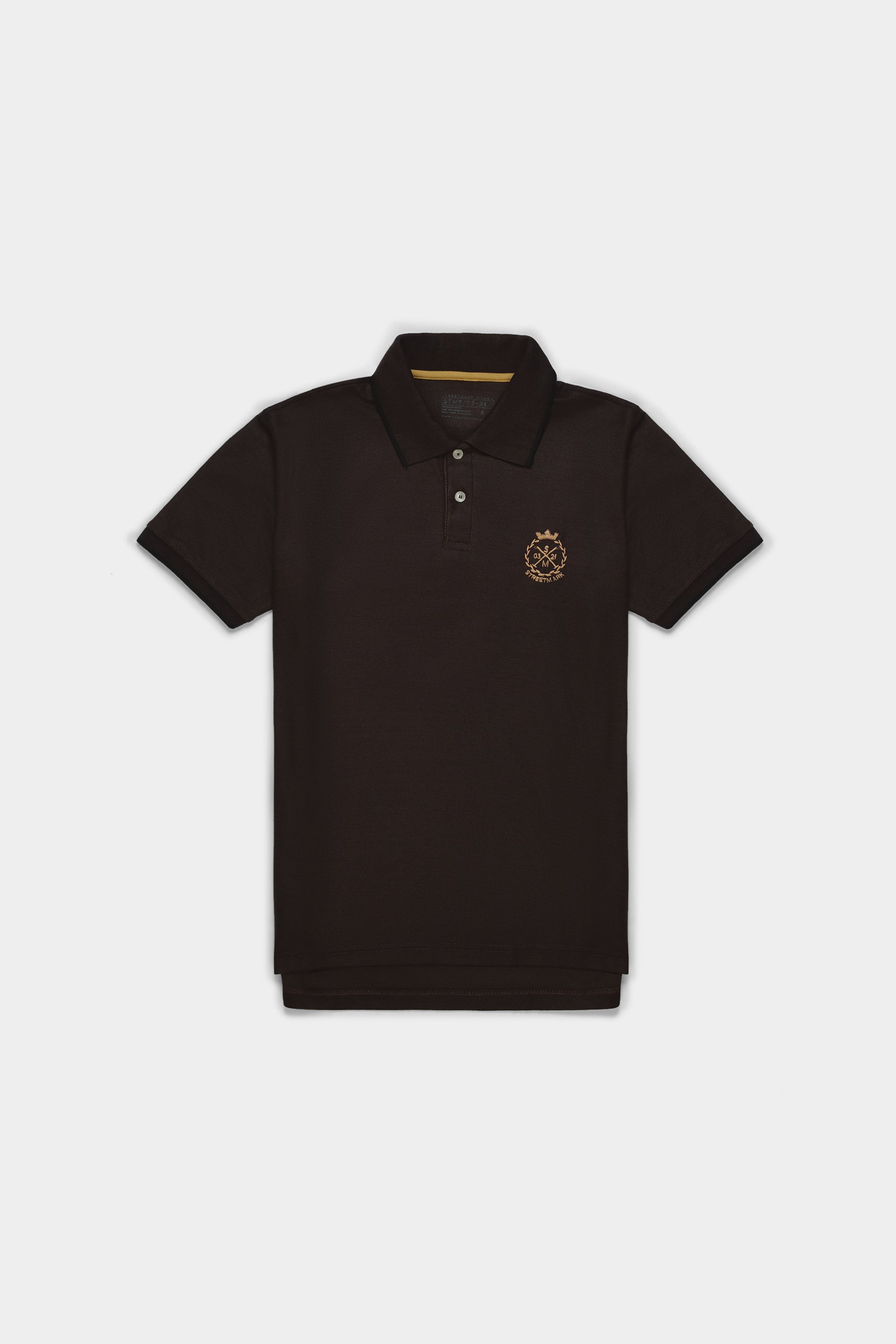 Brown Embroidered Polo T Shirt