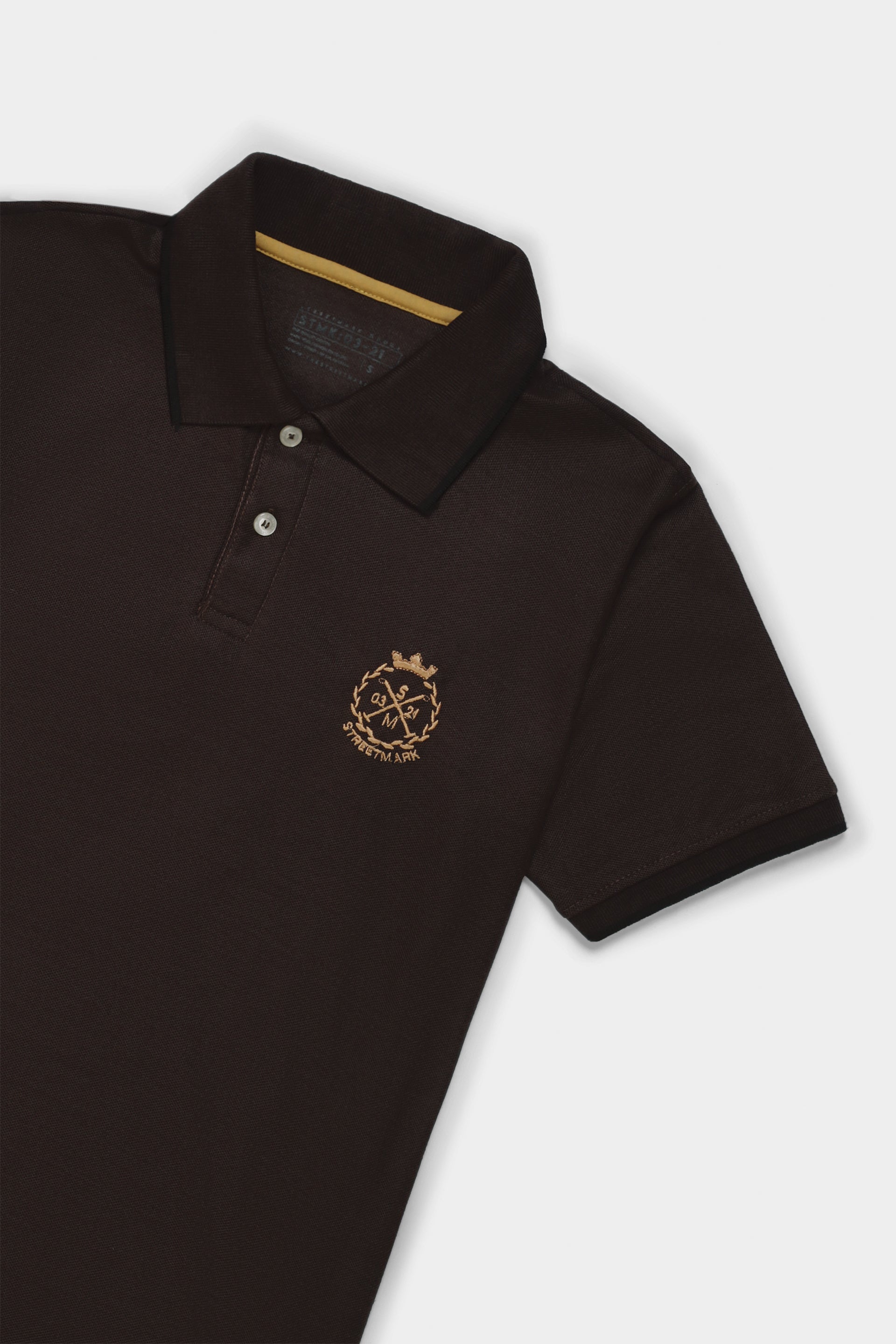 Brown Embroidered Polo T Shirt