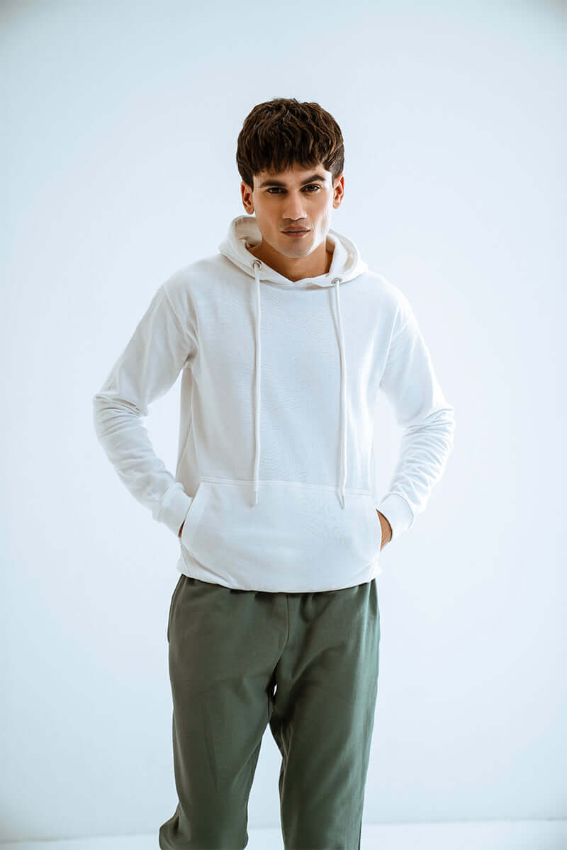 White Basic Pullover Hoodie