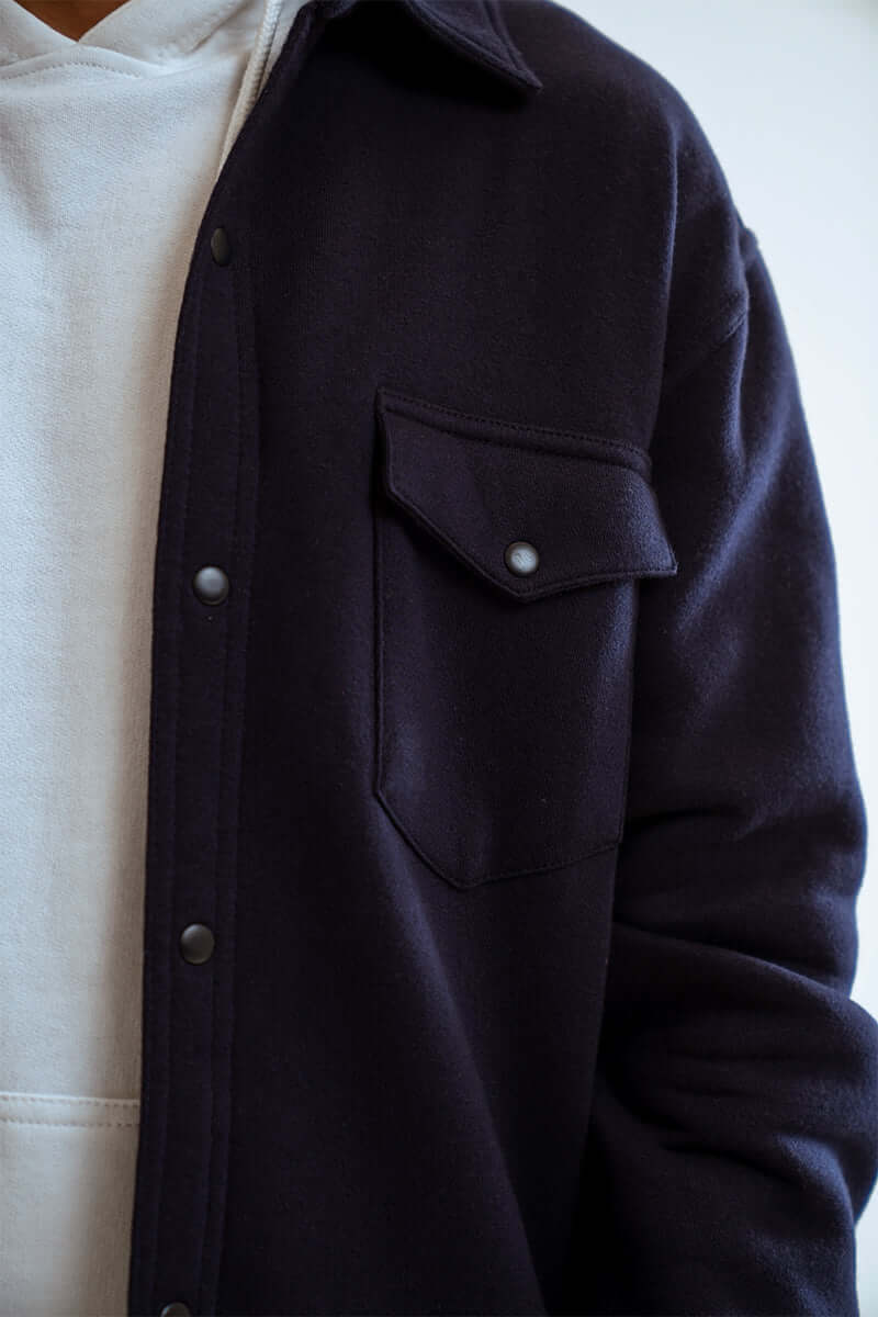 Navy Button Down Oversized Shacket