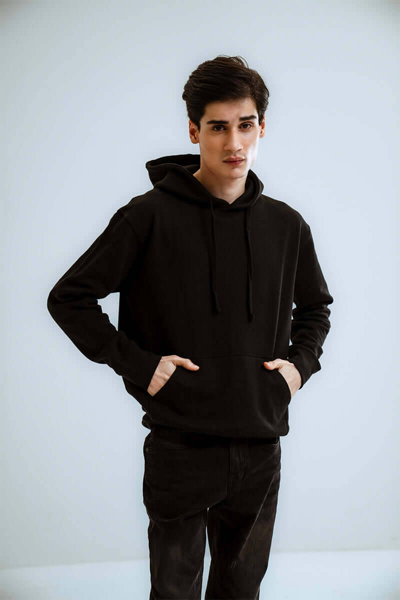 Black Basic Pullover Hoodie