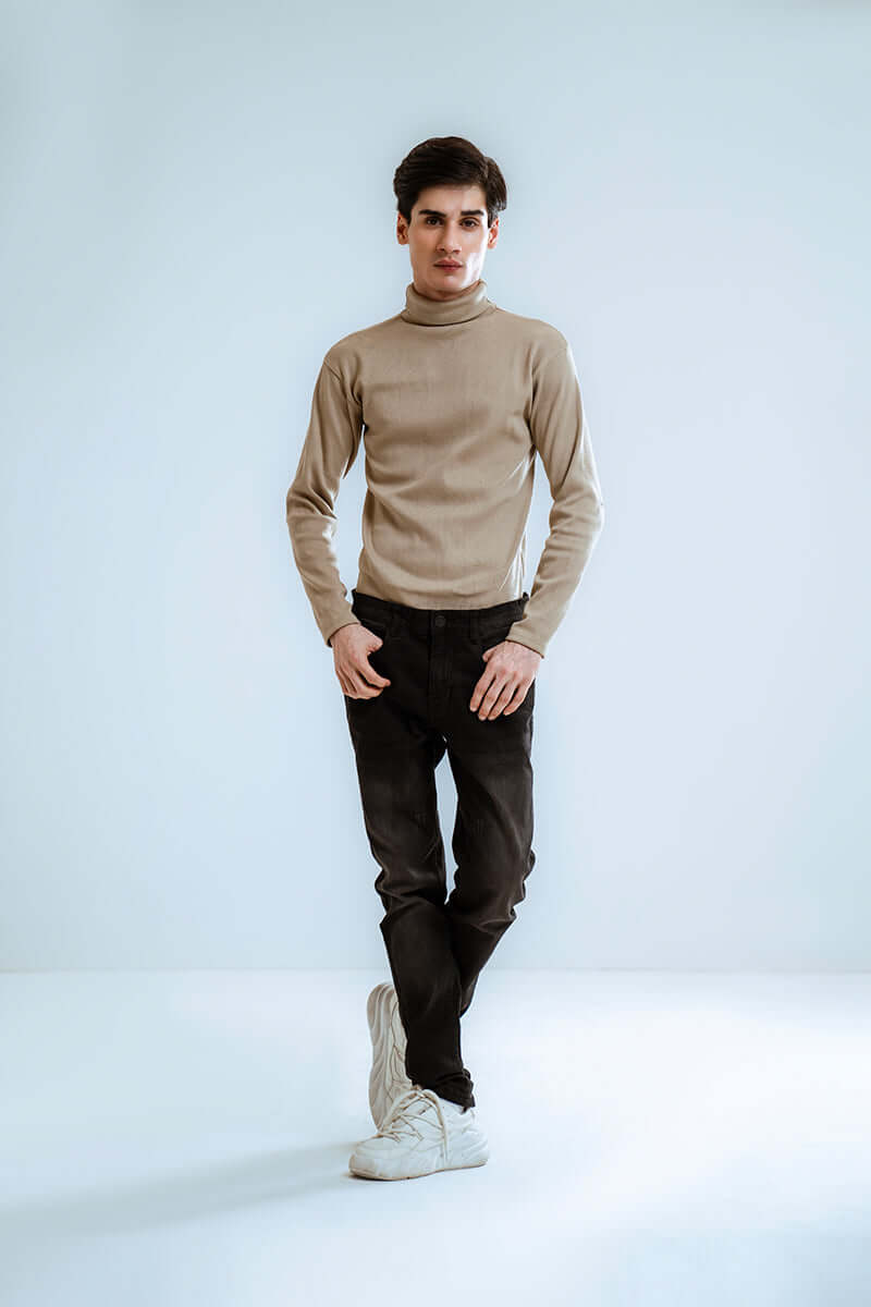 Beige Basic Knitted TurtleNeck