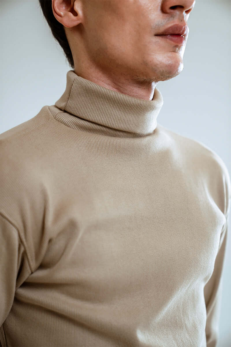 Beige Basic Knitted TurtleNeck