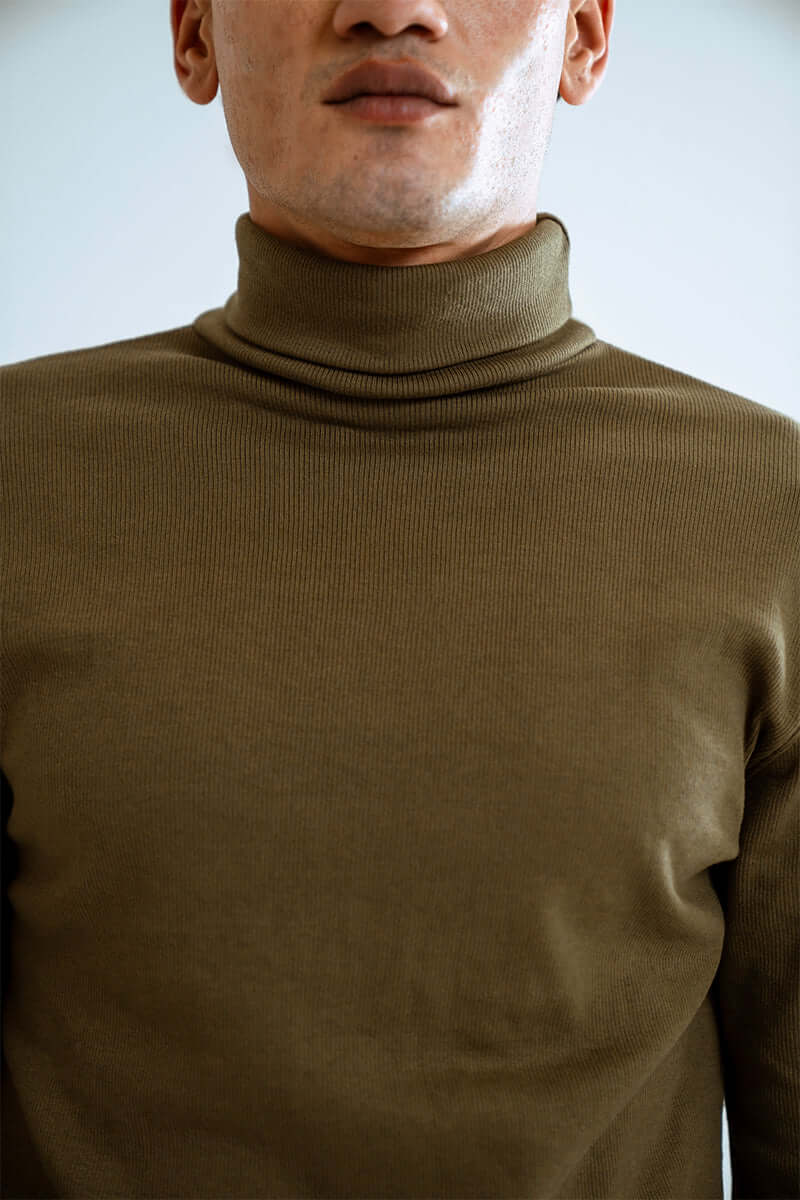 Olive Green Basic Knitted TurtleNeck