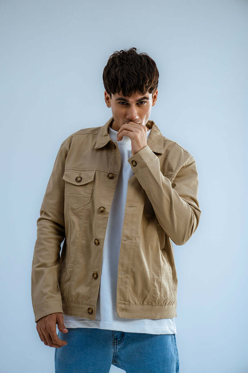 Camel Brown Cotton Jacket