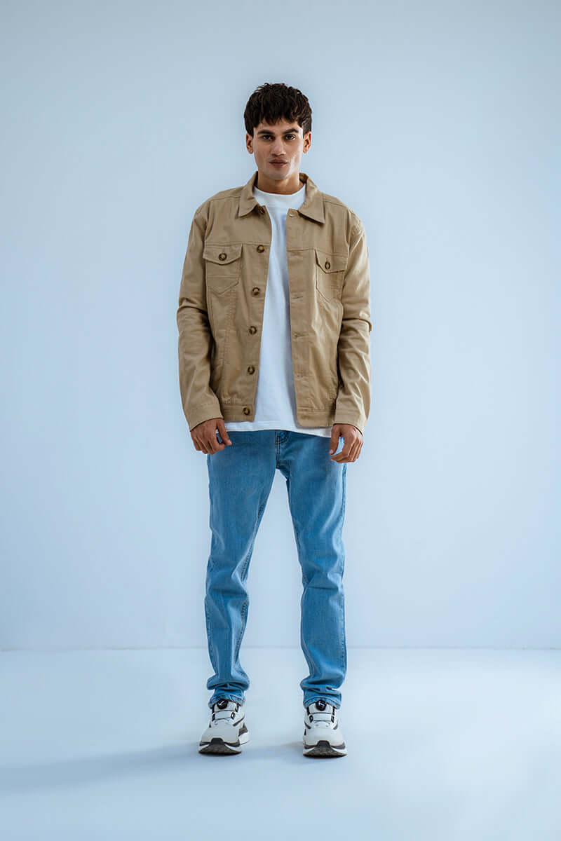 Camel Brown Cotton Jacket