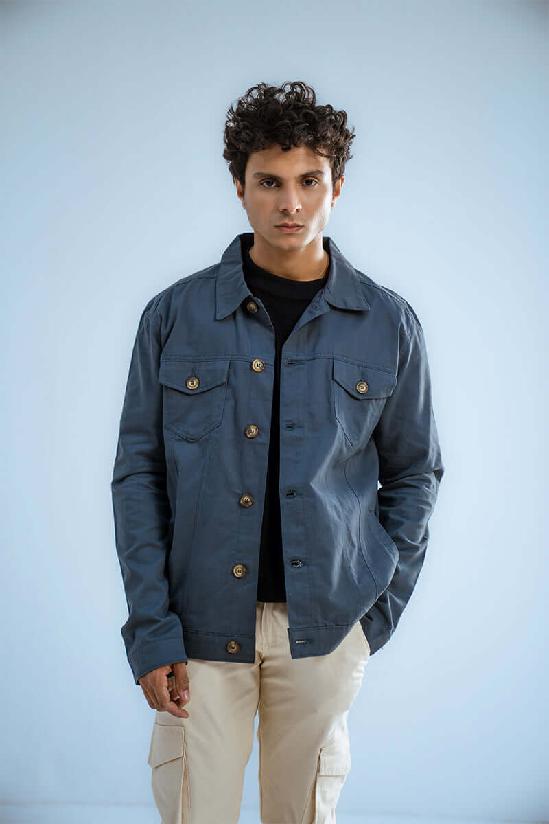 Stone Blue Cotton Jacket