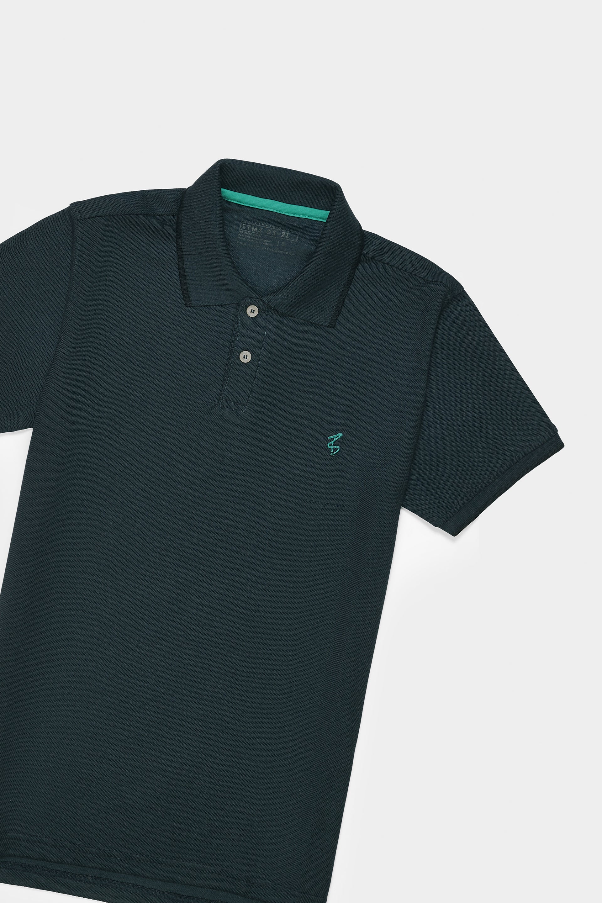 Dark Green Embroidered Polo T Shirt